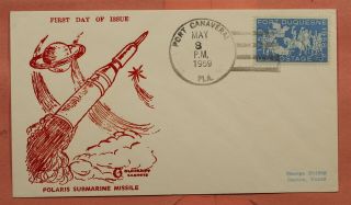 1959 1st Day Polaris Submarine Missile Launch Port Canaveral Fl Goldcraft