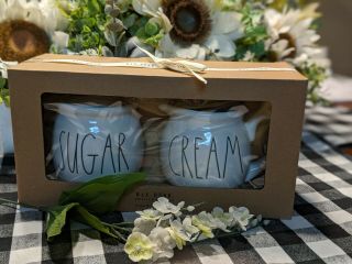 Rae Dunn White/ivory Ceramic Sugar And Cream Gift Set Cream Pitcher