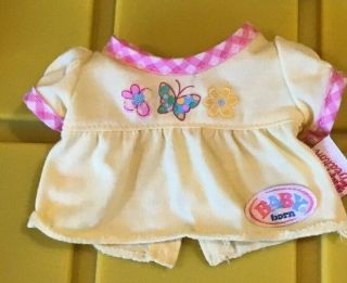 Zapf Creation Baby Born Doll Clothes Yellow Dress With Butterflies Flowers
