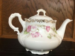 Marseille Z.  S.  & Co Bavaria Teapot With Roses 5 " Tall