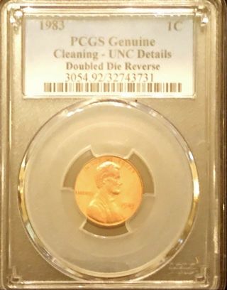 1983 - P Pcgs Double Die Reverse Penny Lincoln Cent Us Coin Item Unc Details