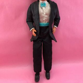 Barbie Black Tux Tuxedo Suit For Ken Doll White Top Blue Tie Socks Shoes Ge148
