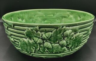 Bordallo Pinheiro 11 " Green Oak Leaf And Acorn Bowl