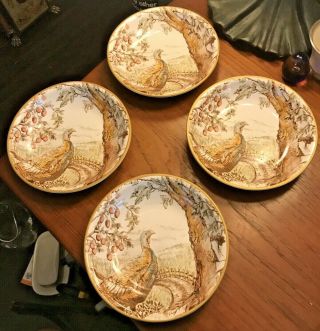 Williams Sonoma Turkey Rimmed Soup Pasta Bowls Set Of 4 Thanksgiving Holiday