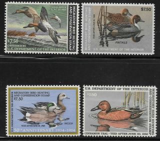 Us Scott Rw49 - Rw52 Never Hinged 1982 - 85 Federal Duck Stamps Og F/vf