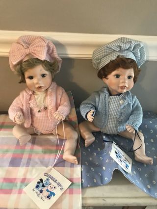 World Gallery Porcelain Dolls By Holly Hunt Cuddle - Up’s Boy And Girl
