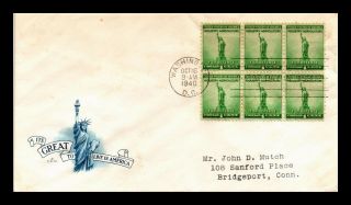 Dr Jim Stamps Us Statue Of Liberty First Day Cover Unsealed Block
