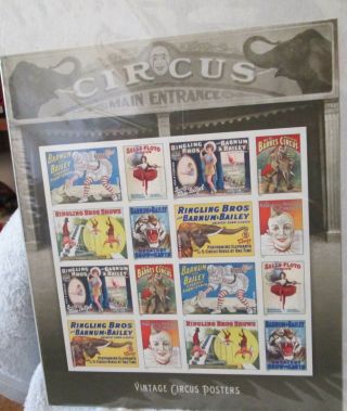 Vintage Circus Posters Stamps - Sheet Of 16 - -