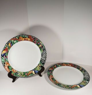 Vintage Ultra Porcelain Sakura Magic Jungle 2 Dinner Plates
