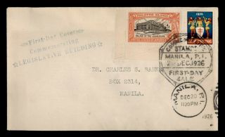 Dr Who 1926 Philippines Fdc Legislative Palace Christmas Seal Tied F28117
