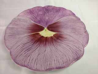 Vtg Made In Philippines Flower Petal Shaped Floral Plate Dish Purple Pacific Rim