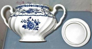 Johnson Brothers Indies Blue White Covered Sugar Bowl England 3