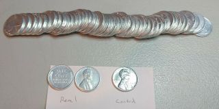 1943 D Bu Unc Roll Of Lincoln Wheat Steel Pennies Uncirculated Cent War Cents
