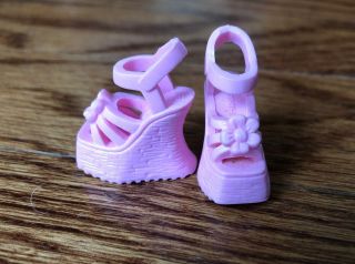 Barbie Doll Shoes - Fashion Fever Pink Wedge Sandals W/ Flower Platform