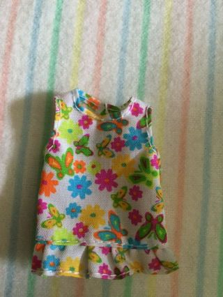 Mattel Kelly Barbie Doll Dress White Hot Pink Yellow Flowers And Blue Butterflie