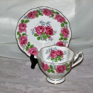 Lady Alexander Rose Queen Anne Bone China Footed Cup & Saucer Pink Gold Teacup