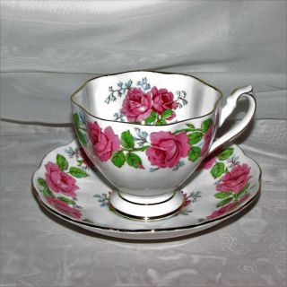 LADY ALEXANDER ROSE QUEEN ANNE BONE CHINA FOOTED CUP & SAUCER PINK GOLD teacup 2