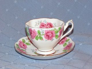 LADY ALEXANDER ROSE QUEEN ANNE BONE CHINA FOOTED CUP & SAUCER PINK GOLD teacup 3
