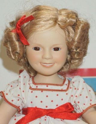 Shirley Temple 14 " Porcelain Doll Stand Up & Cheer Red Polka Dots Danbury