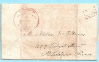 12/27/1844 Providence Forwarded By American Mail Co Fancy Collect Box Ny Office