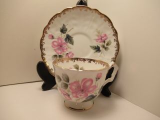 Vintage Aynsley Eng China Tea Cup&saucer White Pink Floral Bouquet