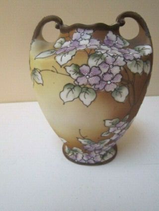 Vintage Nippon Hand Painted Moriage Vase W/ Roses