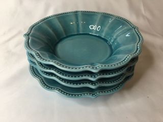 Set Of 4 Pioneer Woman Paige Denim Blue Crackle Glaze Soup Cereal Bowls