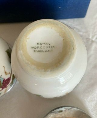 Royal Worcester England Egg Coddler Cups w/Box Grapes c1050s Vintage 3