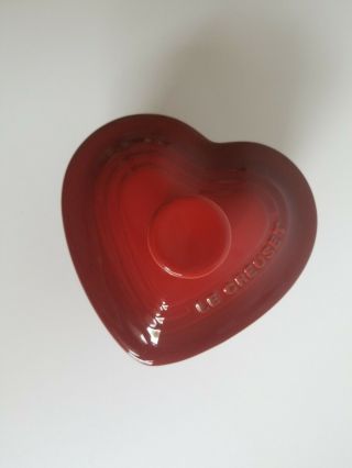 Le Creuset Cerise Red Small Heart Stoneware Ramekin With Lid 15 - 03