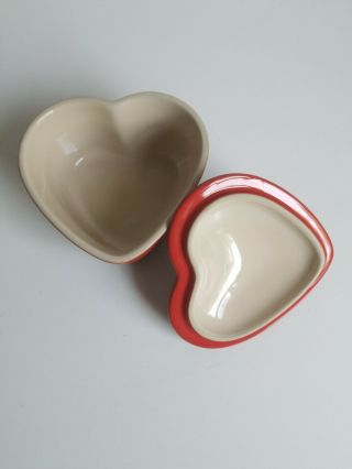 Le Creuset Cerise Red Small Heart Stoneware Ramekin with Lid 15 - 03 3