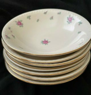 8 Homer Laughlin Eggshell Georgian Rambler Rose American Vogue Soup Plate Bowls