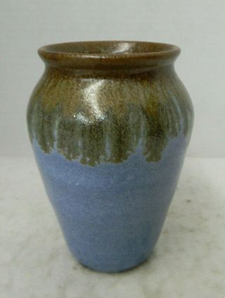 Pigeon Forge Pottery Blue Flambe Glaze Vase,  Signed A.  (allean) Huskey