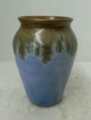 Pigeon Forge Pottery Blue Flambe Glaze Vase,  Signed A.  (Allean) Huskey 2