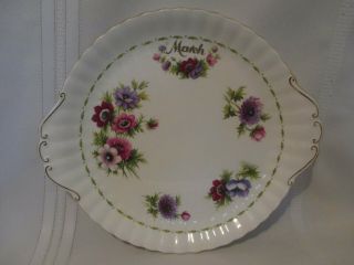 Royal Albert Flower Of The Month Tab Handle Cake Plate March Anemones