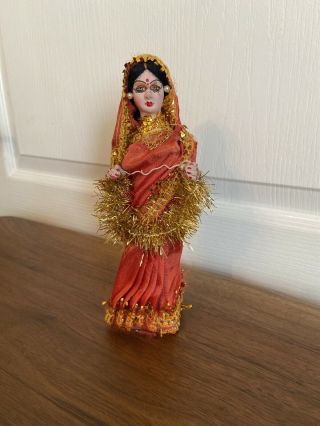 Vintage Handmade Indian Doll 8.  5in Tall