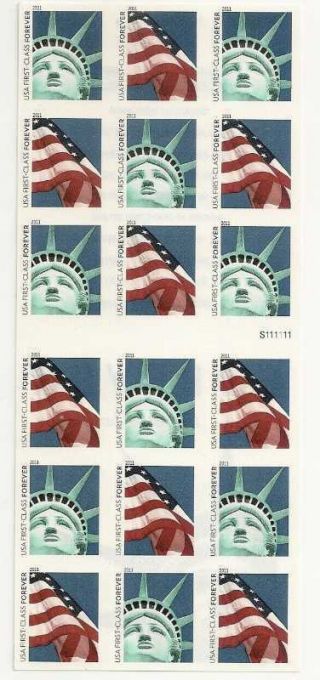 Us Stamp 2011 Lady Liberty & Flag Booklet Of 18 Forever Stamps 4519b