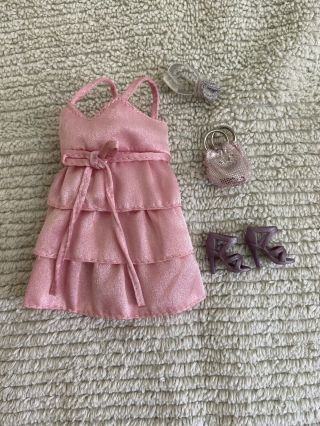 Barbie 2004 Fashion Fever Clothes Pink Ruffle Dress Outfit