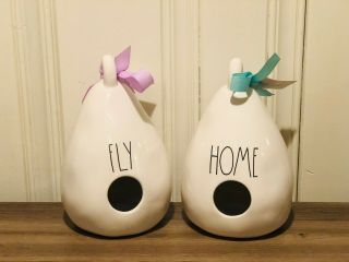 Rae Dunn By Magenta Home Dragonfly & Fly Chirp Teardrop Birdhouse,  Set Of 2