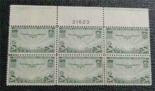 Nystamps Us Plate Block Air Mail Stamp C21 Og H Plate Block Of 6