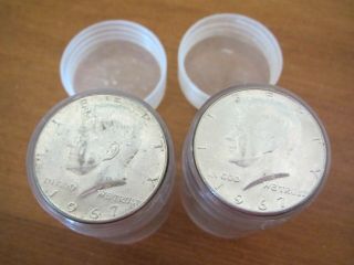 (2) Rolls Of Au Kennedy 40 Silver Halves 50c Fifty Cent 1967 - 40 Coins