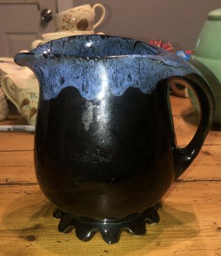 Anna Van Briggle Pottery Blue Drip Glaze Pitcher