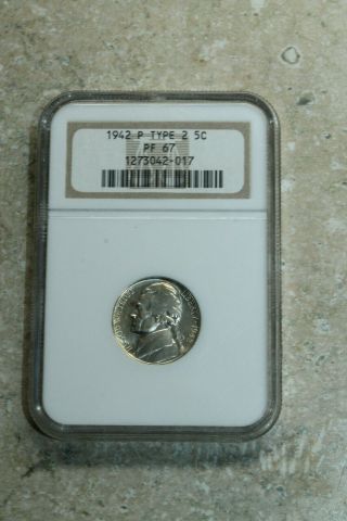 Ngc 1942 P Type 2 5c Pf67 Graded Jefferson Nickel