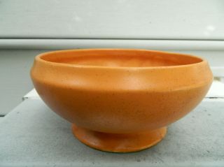 Vtg Mccoy Pottery Floraline Speckled Orange Pedestal Bowl Planter 466 - 6 Usa