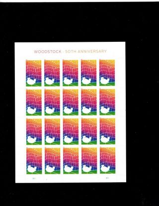 Us Scott 5409,  55c Forever Stamp Woodstock 50th Anniversary Sheet Of 20 Mnh Og