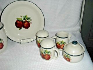 7 pc set China Pearl Apple Casuals Pie Plate,  S&P,  2 Canister,  Cream and Sugar 3