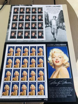 Set Of 2 (20 Sheet) Marilyn Monroe And James Dean Stamps