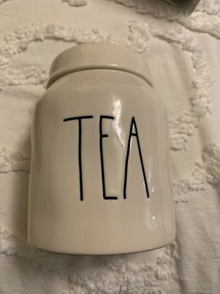 Rae Dunn Tea Canister With Ceramic Lid - Ivory W/black Letters