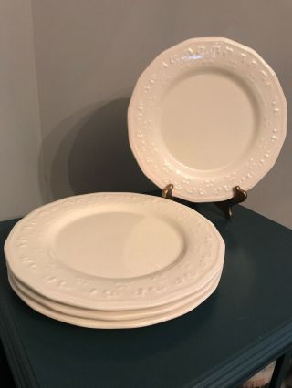Better Homes And Garden Ivory Scroll White Embossed 10.  5 " Dinner Plates Set Of 4