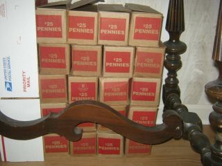3 - Unsearched $25 Boxes Of Pennies 150 Rolls - From Armory - Good Boxes