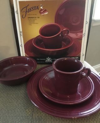 4 Pc Place Setting Homer Laughlin China Fiesta Ware Retired Color Cinnabar